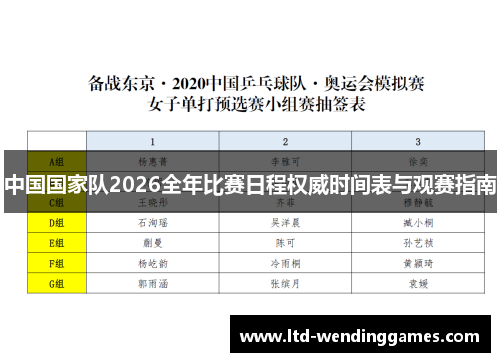 中国国家队2026全年比赛日程权威时间表与观赛指南